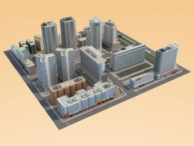 CityBlock city Low-poly 3D model