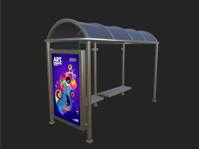 Bus Stop  Low-poly 3D model buy