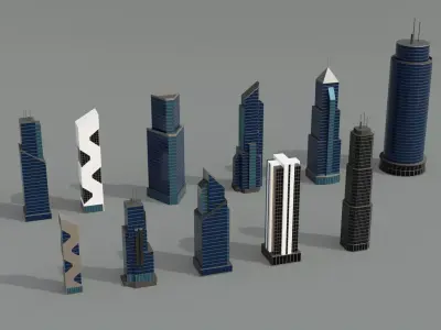 Low Poly Building Collection 3D Model Pack