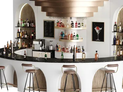 Bar 14 Curve Bar 110 Bottles 3D model