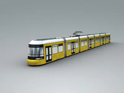 Low Poly Tram 3 - Low-poly 3D model