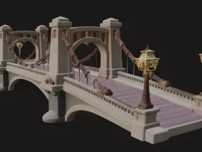 Highway Road Bridge 3d Model 3D model