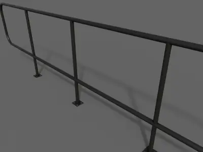 PBR Pedestrian Guard Rail Black V5 Low-poly 3D model