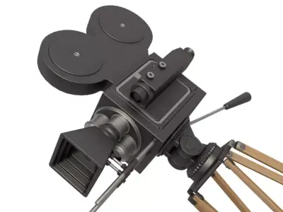 Vintage Video Camera and Tripod 3D model