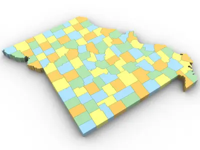 Missouri Political Map 3D model