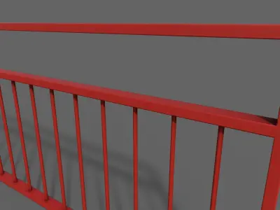 PBR Pedestrian Guard Rail Red V3 Low-poly 3D model