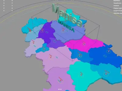 Manisa  Aegean Region  Turkey map region geography political 3D model