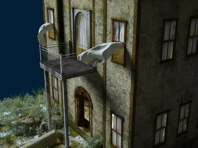 Old Haunted House  Low-poly 3D model