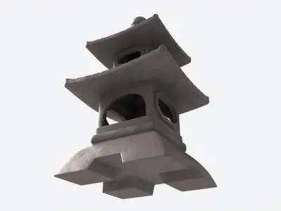 Japanese Stone Garden Lantern 01 3D model