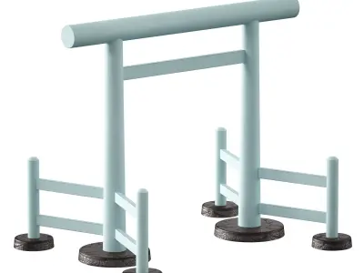 Torii Japanese white gate arch to sacred temple 3D model