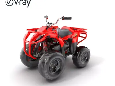 Rugged Red Quad Bike Model Pack Low-poly 3D model