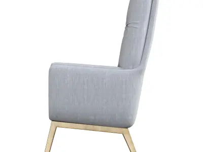 chair lounge in light with wooden legs 3D model