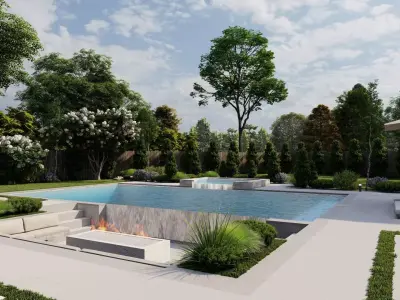 Garden Landscape 3D Model - SketchUp and Lumion Scene 3D  3D model