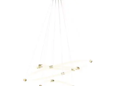 Lama LED pendant chandelier in white and gold color 3D model