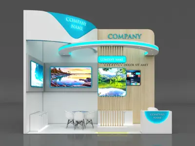 Booth Exhibition Stand Stall 6x3m Height 500 cm 2 Side Open 3D model
