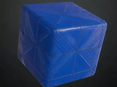 Modern Glossy Cobalt Blue Linear Textured Tiles PBR Seamless Texture