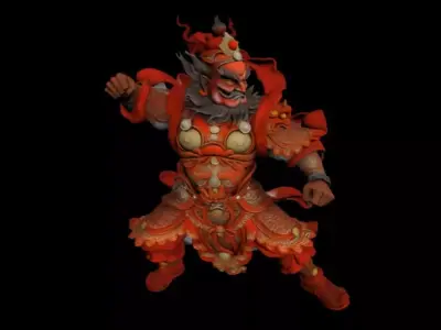 China Zhong Kui Warrior  Heavenly King Yasha Door God 3D model