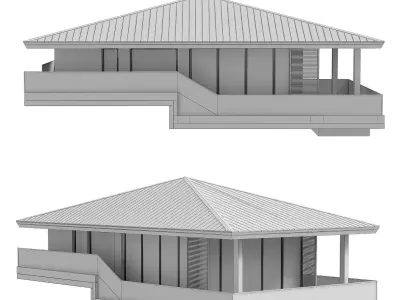 3D model Bungalow wooden bamboo beach build house 3D model