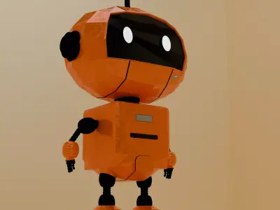 Cute Low Poly Robot 3D Model  Game Ready Character Low-poly 3D model