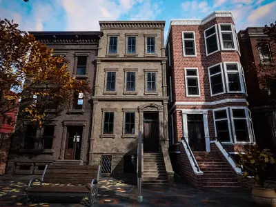 BROOKLYN BROWNSTONE REGULAR OLD BUILDING 002 Low-poly 3D model