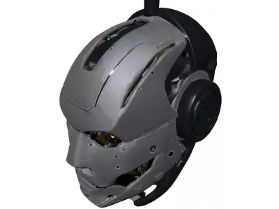 Futuristic SciFi Robot Head Model Low-poly 3D model