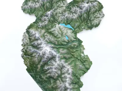 Mountain Lowpoly map with mountains and lakes 3D model