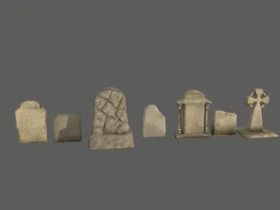 tombstones pack Low-poly 3D model