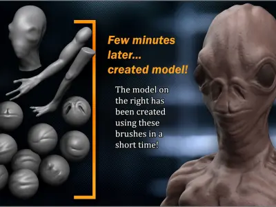 Alien Maker 130 ZBrush IMM and VDM brushes   3D model