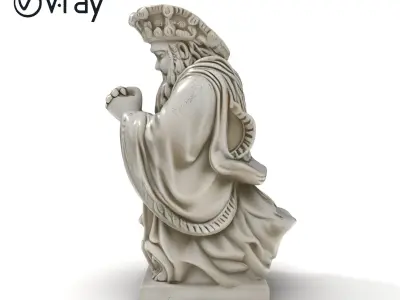 Praying Monk Statue Model Pack Low-poly 3D model