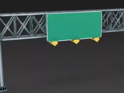 Highway Overhead Gantry Sign Structure 3D Model Low-poly 3D model
