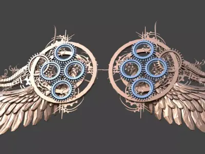 Akhenaten Lost temple arch wings  Low-poly 3D model