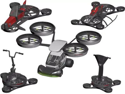 Simple Hover Vehicle Physics Scripts with 3D models Kit 1 Low-poly 3D model