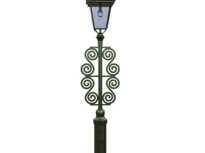 Green Antique Ornamental Street Lamp Low Poly PBR Low-poly 3D model
