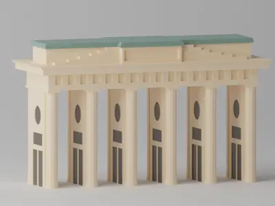 Cartoon Berlin Brandenburg Gate Landmark Low-poly 3D model