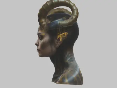 Alien Demon HR Giger Woman Scifi Head Bust  Low-poly 3D model