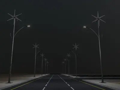 Wind Powered Lighting Pole Type-1 3D model