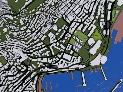 Monoco City of France Low-poly 3D model