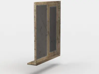 Window wooden cabinet with glass doors Low-poly 3D model