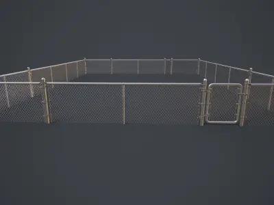 Modular Chain-link Fence Low-poly 3D model