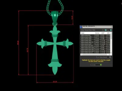 Light Gold 18K Cross Pendant 2CP087 3D print model