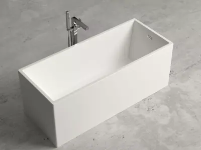Freestanding  rectangle bathtub with floor-mounted tap 8 3D model
