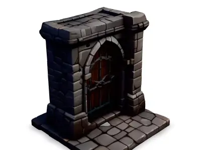 Stylized Stone Gate Game Asset Low-poly 3D model