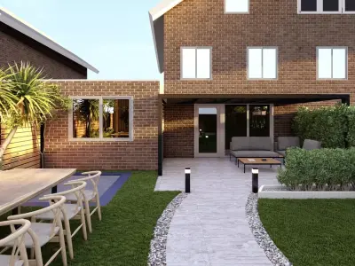 3D Exterior Scene 3D model design garden and landscape 3D  3D model