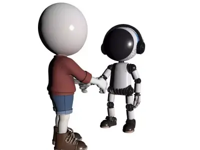 Robot and Human Friendship 3D Model 3D print model