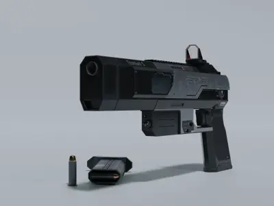Sci-fi pistol Low-poly 3D model