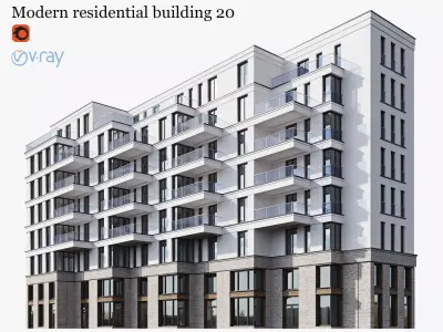 Modern residential building 20 3D model