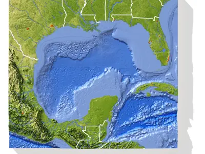 High resolution 3D relief map of Gulf of Mexico 3D model