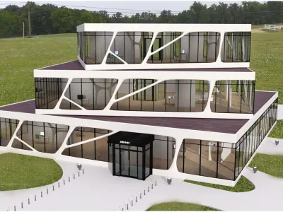 Cubic Building Low-poly 3D model