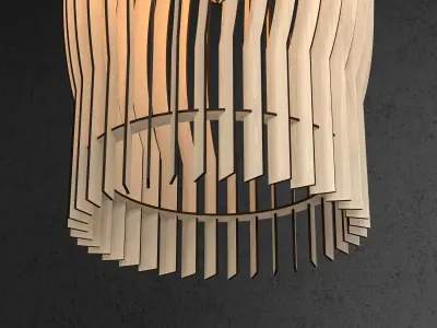 Wood Pendant Lamp 5 3D model