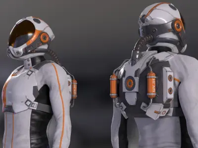 MX01 Male Space Suit White LITE VERSION Low-poly 3D model